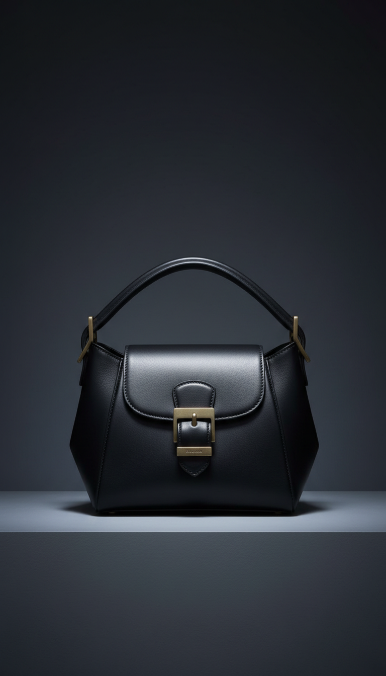 Obsidian Black Leather Statement Bag