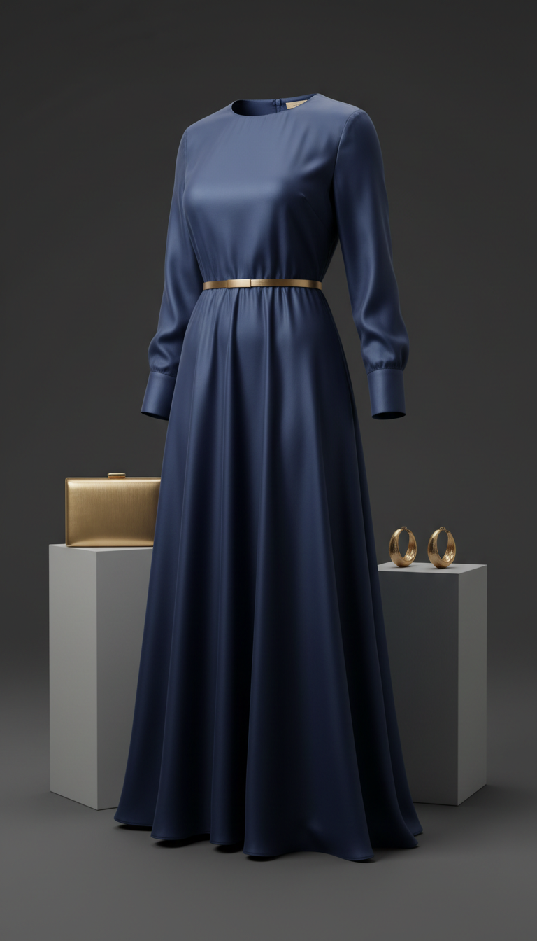 Midnight Blue Silk Dress